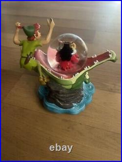 Walt Disney World Peter Pan Tick Tock Musical Snow Globe Plays You Can Fly READ