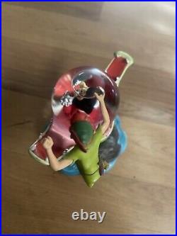 Walt Disney World Peter Pan Tick Tock Musical Snow Globe Plays You Can Fly READ