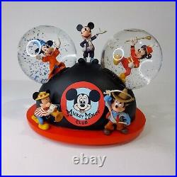 Working 2002 Disney Mickey Mouse March Club Ears Musical Snow Globe