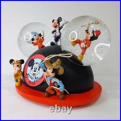 Working 2002 Disney Mickey Mouse March Club Ears Musical Snow Globe